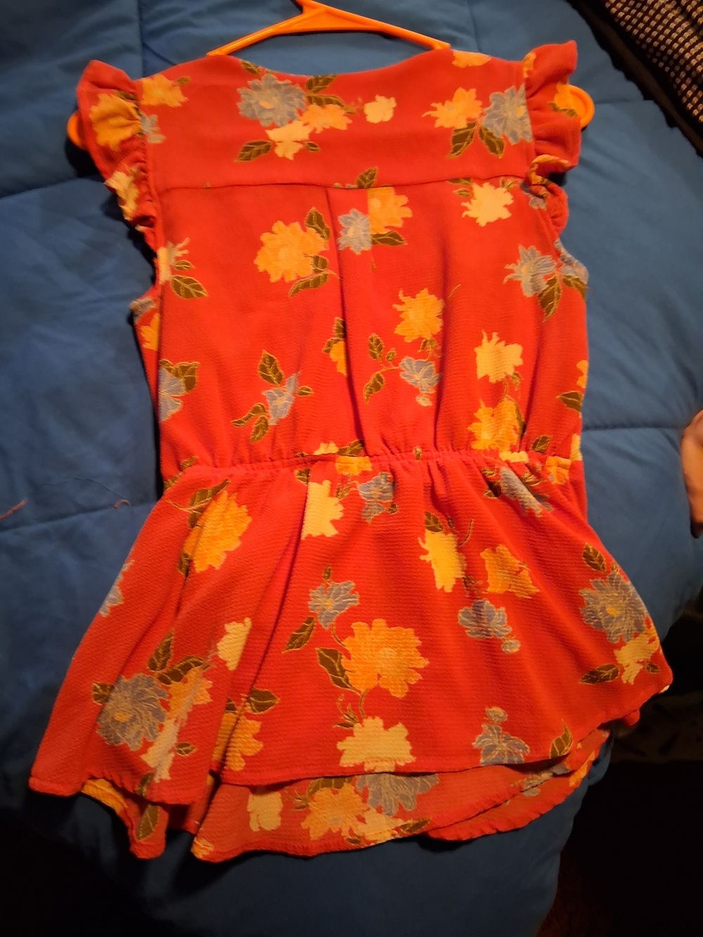Monteau Red Floral Peplum Blouse